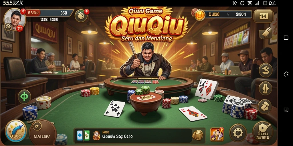 Tampilan gameplay seru saat bermain QiuQiu di 555ZK.