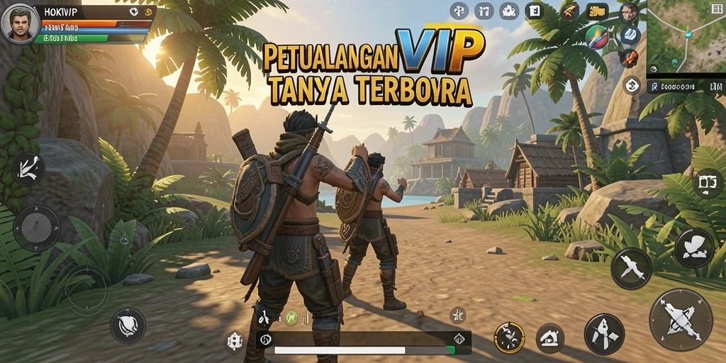 Tangkapan layar gameplay HOKIVIP menunjukkan eksplorasi dunia yang luas dan dinamis.