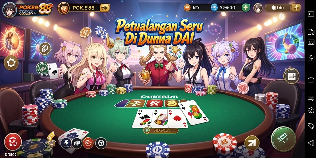 Tangkapan layar <strong>POKER88</strong> menunjukkan karakter anime beraksi dalam permainan yang seru.