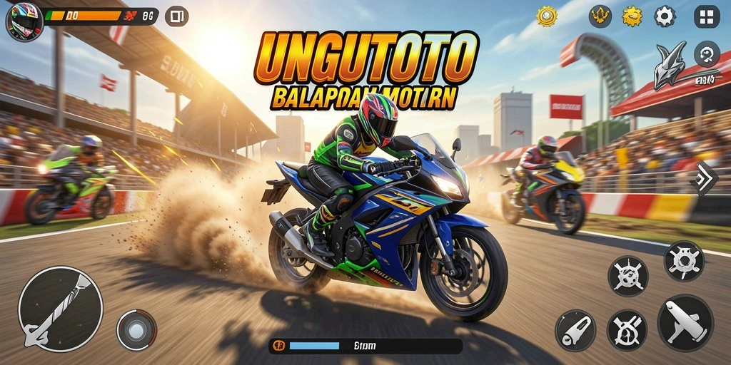 Gameplay balapan motor yang seru dan mendebarkan di UNGUTOTO.