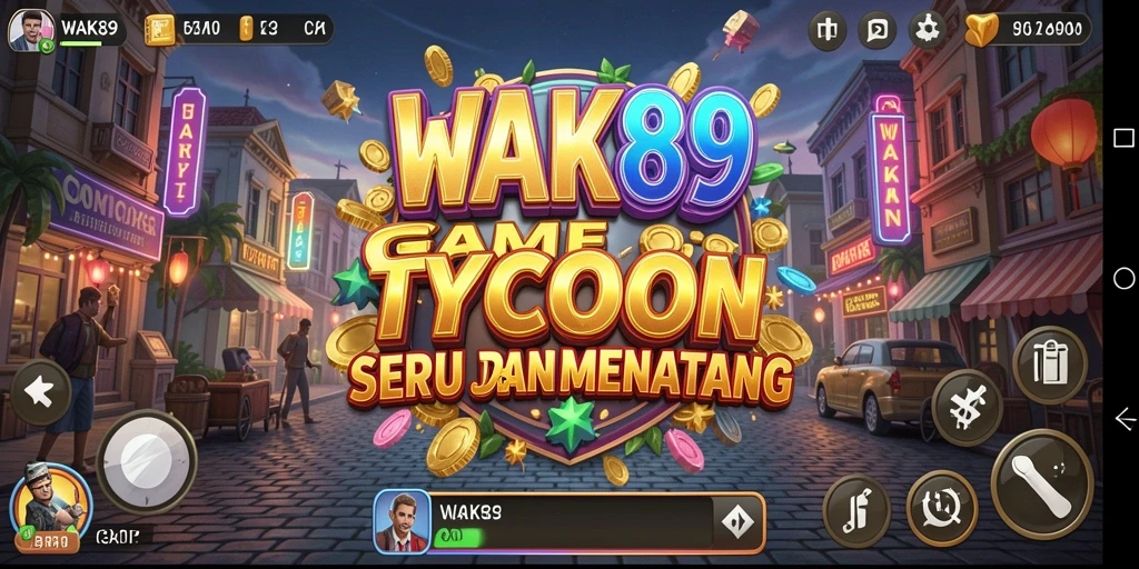 Tampilan gameplay WAK89 menunjukkan keseruan membangun bisnis Tycoon.